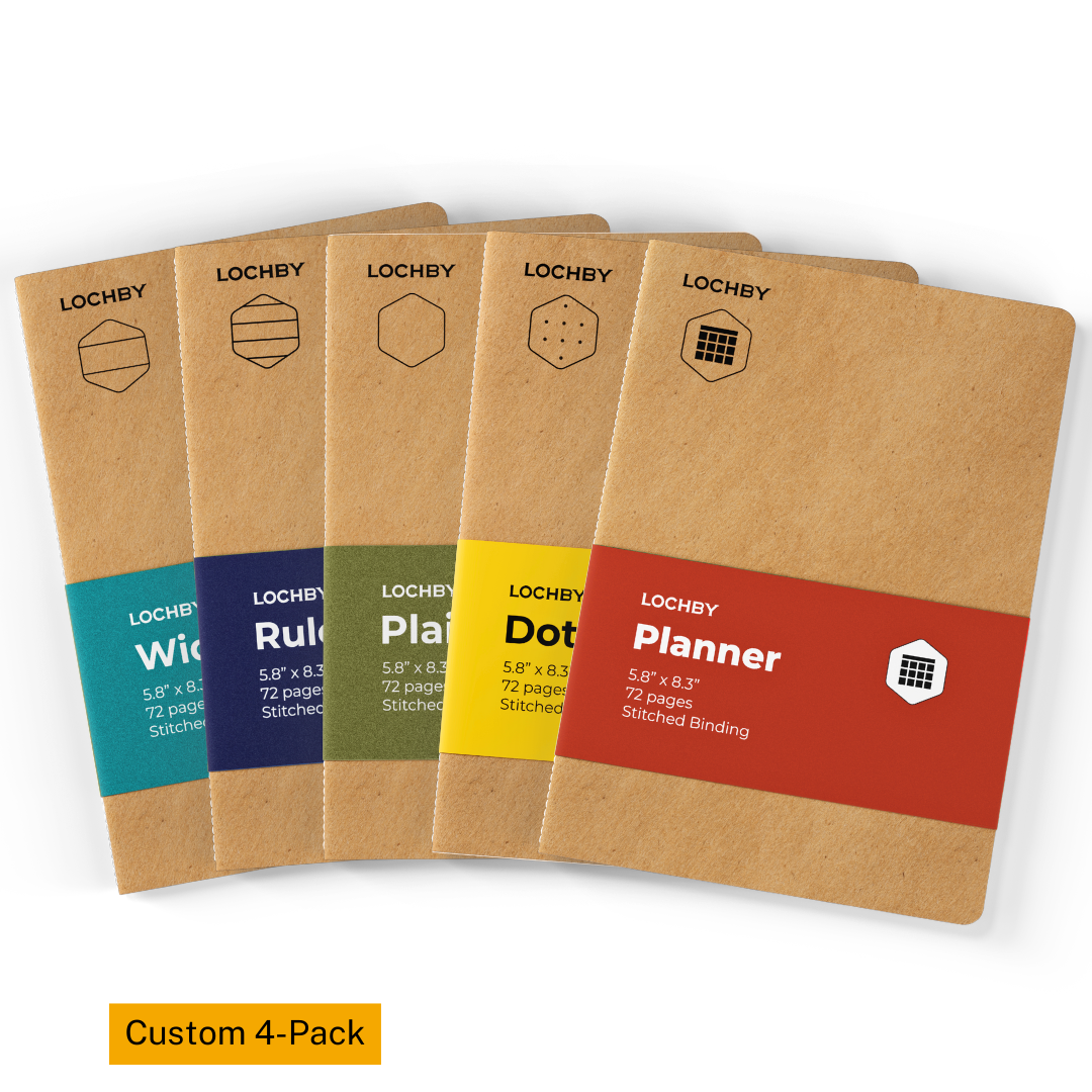 4-Pack Customizable A5 Field Journal Notebooks