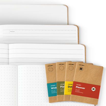 4 - Pack Customizable A5 Field Journal Notebooks - LOCHBY 99901