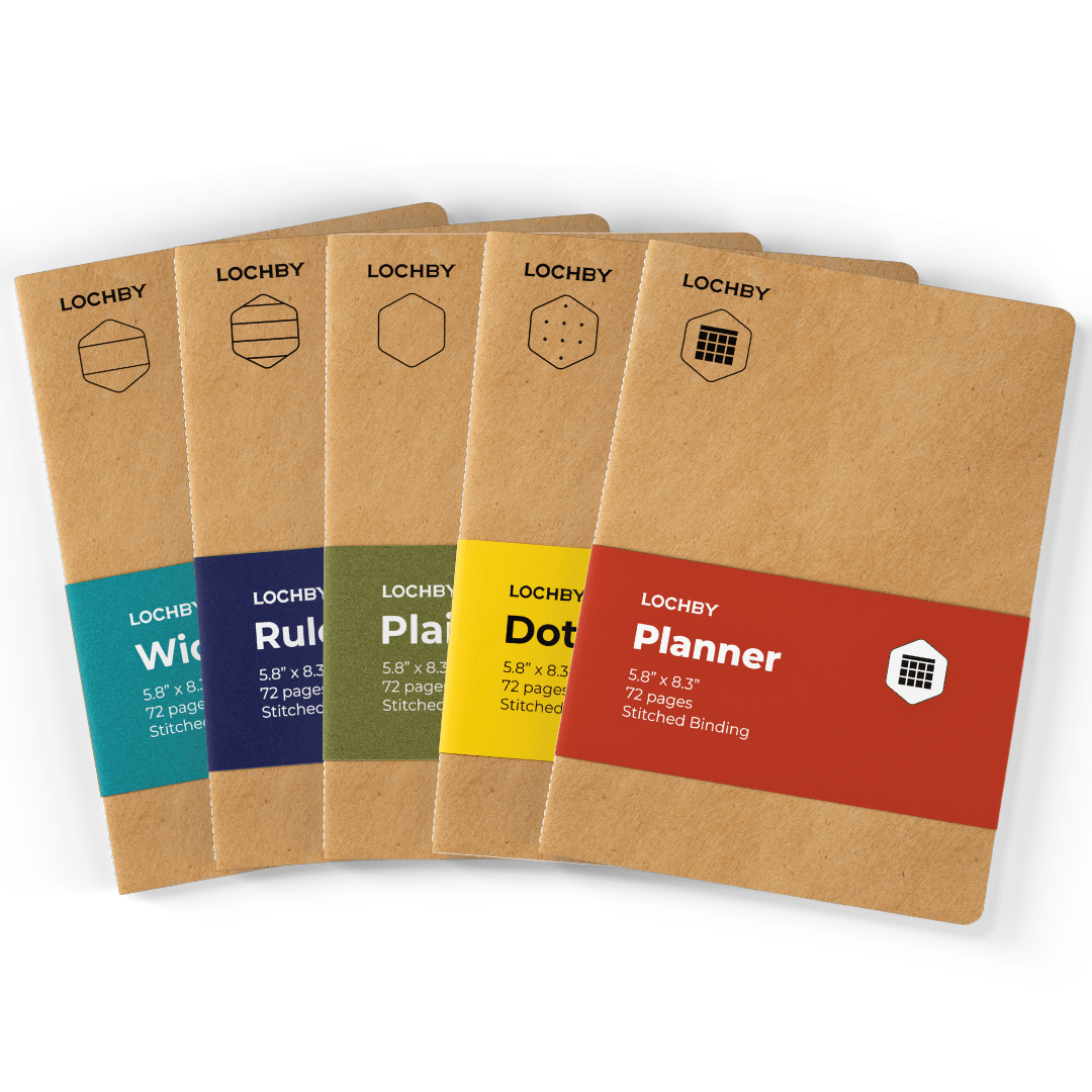 4 - Pack Customizable A5 Field Journal Notebooks - LOCHBY 99901